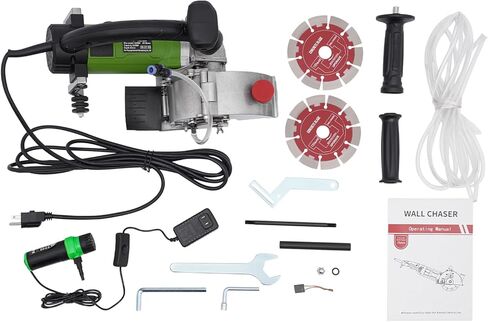 ماكينة مطاردة الحوائط، ماكينة شق وتشقيب بقوة 1800 وات و7000 دورة في الدقيقة، أقصى عمق وعرض للأخدود 1.46 بوصة × 1.97 بوصة، ماكينة قطع حز الخرسانة الكهربائية مع شفرتين منشار ومضخة مياه in Kuwait