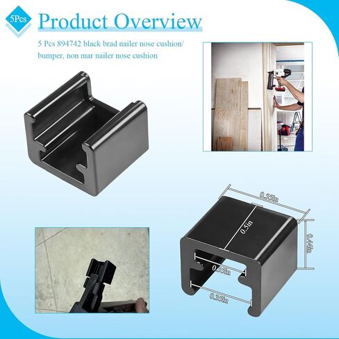 5 قطع 894742 وسادة أنف للأظافر تناسب موديلات مسامير الأظافر BN125A، BN200A، NS100، NS150A، ممتص الصدمات للأنف لتقليل الخدوش على قطع العمل، بلاستيك مرن، مصبوب بالحقن، أسود in Kuwait