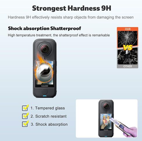 3-Pack Screen Protector for Insta360 X4 Air, Tempered Glass Camera Screen Protector, 9 Hardness HD Clear, Anti-Scratch and Bubble-Free Protective Film in Saudi Arabia