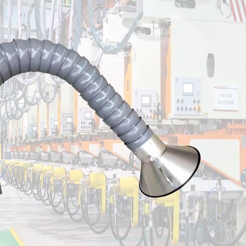 6m Industrial Air Hose Extractor with Hood - Articulated Dust Collection Arm for Soldering, Welding & Marking - 100mm (3.9in) Diameter, Grey, 19.7ft Length in Saudi Arabia