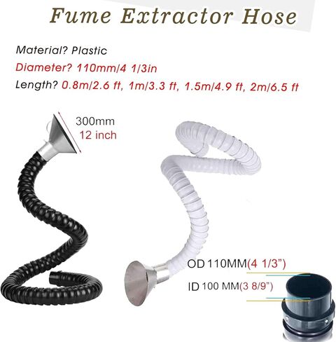 6m Industrial Air Hose Extractor with Hood - Articulated Dust Collection Arm for Soldering, Welding & Marking - 100mm (3.9in) Diameter, Grey, 19.7ft Length in Saudi Arabia