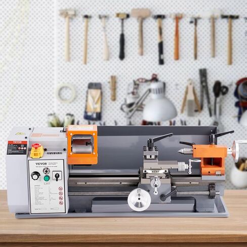 VEVOR Benchtop Metal Lathe, 7.87 x 13.78 in, Precision Power Metal Lathe Machine, with 50-2500 RPM Continuously Variable Speed, Metal Gears, 600W Brush Motor, Tool Box, for Processing Precision Parts in Saudi Arabia