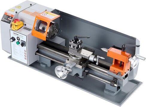 VEVOR Benchtop Metal Lathe, 7.87 x 13.78 in, Precision Power Metal Lathe Machine, with 50-2500 RPM Continuously Variable Speed, Metal Gears, 600W Brush Motor, Tool Box, for Processing Precision Parts in Saudi Arabia