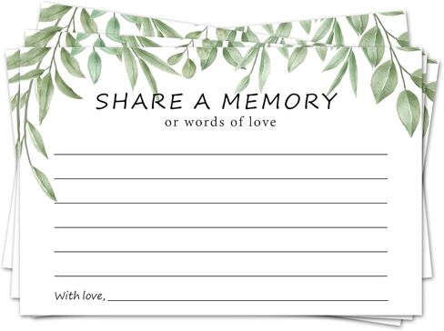 Share a Memory Cards for Celebration of Life, Green Leaf Guest Book for Funeral, Birthday, Anniversary, Wedding, Graduation, Memorial, Going Away Party, 25 PCS 4x6 Inches Card-009 in Saudi Arabia