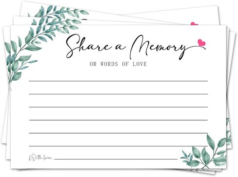 Share a Memory Cards for Celebration of Life, Green Leaf Guest Book for Funeral, Birthday, Anniversary, Wedding, Graduation, Memorial, Going Away Party, 25 PCS 4x6 Inches Card-009 in Saudi Arabia