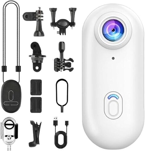 HD Action Camera, Motorcycle Camera, Thumb Lens, HD Mini Wearable Body Adventure Action Cameras, for Pet, Cycling, Travel, Motorcycle (Black 4K) in Saudi Arabia