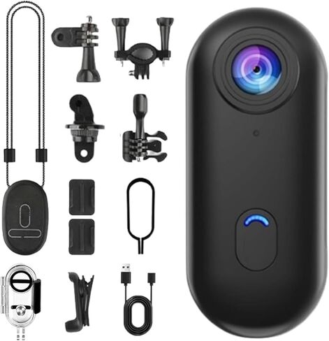 HD Action Camera, Motorcycle Camera, Thumb Lens, HD Mini Wearable Body Adventure Action Cameras, for Pet, Cycling, Travel, Motorcycle (Black 4K) in Saudi Arabia