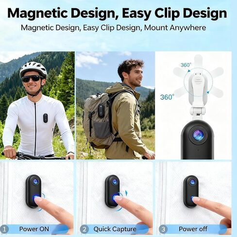 HD Action Camera, Motorcycle Camera, Thumb Lens, HD Mini Wearable Body Adventure Action Cameras, for Pet, Cycling, Travel, Motorcycle (Black 4K) in Saudi Arabia