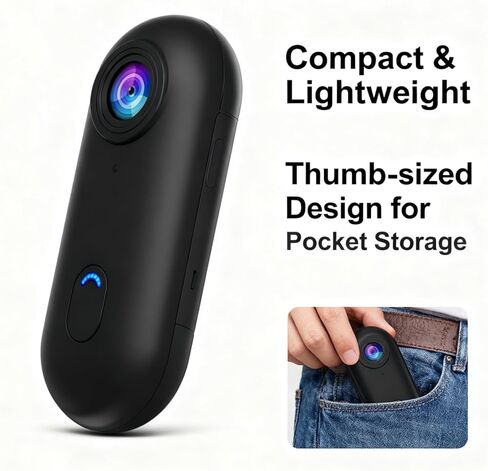 HD Action Camera, Motorcycle Camera, Thumb Lens, HD Mini Wearable Body Adventure Action Cameras, for Pet, Cycling, Travel, Motorcycle (Black 4K) in Saudi Arabia