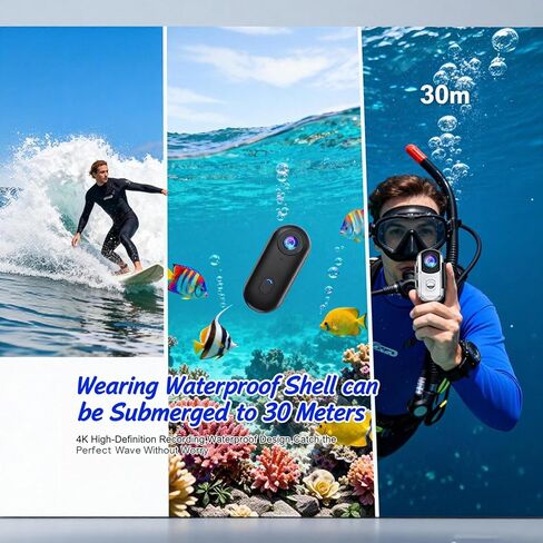 HD Action Camera, Motorcycle Camera, Thumb Lens, HD Mini Wearable Body Adventure Action Cameras, for Pet, Cycling, Travel, Motorcycle (Black 4K) in Saudi Arabia