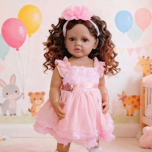 Pinky Reborn 22inch 55cm Life Life Reborn Baby Baby Girl Full Body Soft Vinyl Silicone Dolls Newborn Dolls LifeLike Baby Doll for Kids 3+ in Kuwait