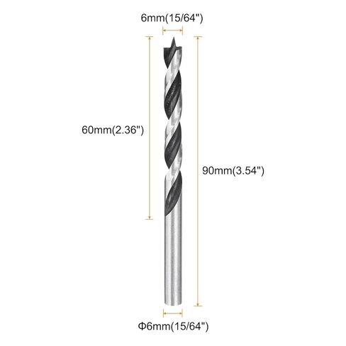 HARFINGTON 6pcs Brad Point Drill Bits 3mm(1/8") Dia Straight Round Shank Metric Brad Point Spiral Twist Drill Bits for Softwood Hardwood Plywood Plastic Rubber, Silver Tone in Saudi Arabia