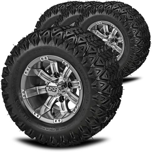 RM CART - 10 "Casino Black/Machined على 20x10-10 Black Trail II (مجموعة من 4) ، يمكن استخدام عربات Yamaha ، وإطارات عربة الجولف وعجلات التحرير والسرد ، على جزازات العشب و ATV's in Kuwait