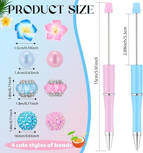 Yeaqee 2 Pcs Witch Beadable Pens Bulk Princess and Witch Party Favors Pink and Green Gift Pens Set Plastic Bead Pens for Friends Girls Friendship Matching Office School for Party Supplies Gifts in Kuwait