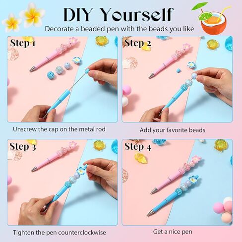 Yeaqee 2 Pcs Witch Beadable Pens Bulk Princess and Witch Party Favors Pink and Green Gift Pens Set Plastic Bead Pens for Friends Girls Friendship Matching Office School for Party Supplies Gifts in Kuwait