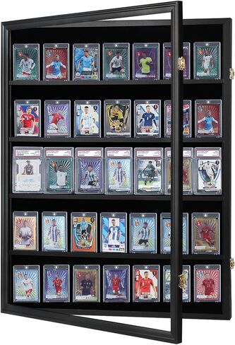 علبة عرض بطاقة البيسبول ، خزانة حائط خشبية مع 36 فتحة بطاقة ، مع حماية للأشعة فوق البنفسجية تستخدم لعرض البطاقات الرياضية المتدرجة لكرة القدم وكرة السلة وكرة القدم والهوكي. in Kuwait