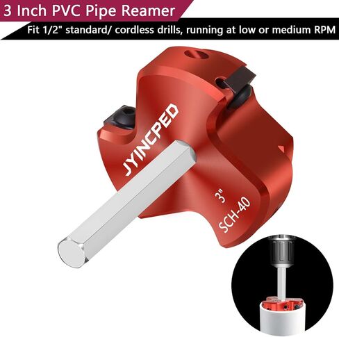 مخرطة أنابيب PVC مقاس 3 بوصات مع شفرة ثلاثية، أداة سباكة لتوفير مأخذ توصيل PVC، مخرطة تركيب الأنابيب البلاستيكية مقاس 3 بوصات لمركز تركيب CPVC ABS مقاس 40 بوصة، تناسب المثاقب القياسية مقاس 1/2 بوصة in Kuwait