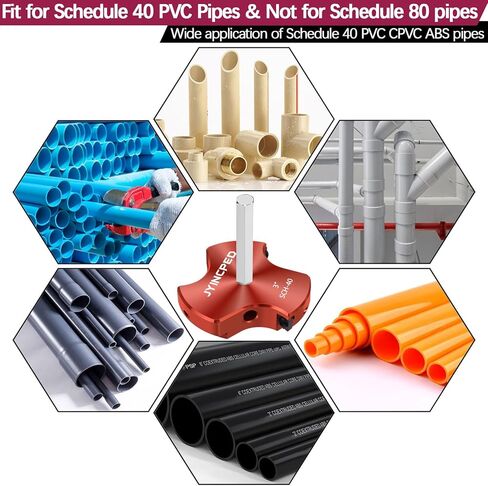 مخرطة أنابيب PVC مقاس 3 بوصات مع شفرة ثلاثية، أداة سباكة لتوفير مأخذ توصيل PVC، مخرطة تركيب الأنابيب البلاستيكية مقاس 3 بوصات لمركز تركيب CPVC ABS مقاس 40 بوصة، تناسب المثاقب القياسية مقاس 1/2 بوصة in Kuwait