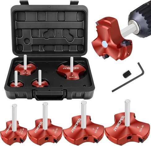 مخرطة أنابيب PVC مقاس 3 بوصات مع شفرة ثلاثية، أداة سباكة لتوفير مأخذ توصيل PVC، مخرطة تركيب الأنابيب البلاستيكية مقاس 3 بوصات لمركز تركيب CPVC ABS مقاس 40 بوصة، تناسب المثاقب القياسية مقاس 1/2 بوصة in Kuwait