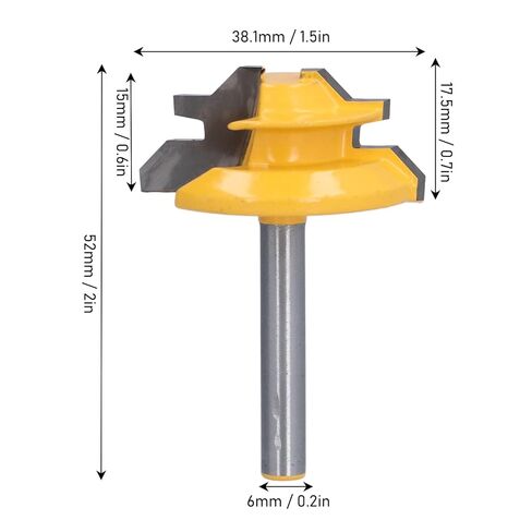 45 Degree Router Bit High Abrasion Resistance Woodworking Tenon Cutter for Woodworkers and DIY Projects 6mm Shank in Saudi Arabia