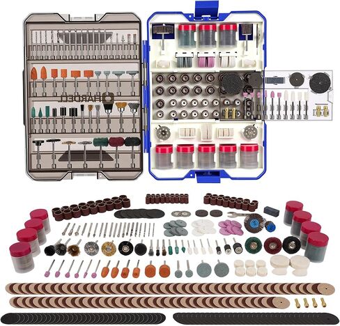 HARDELL 618PCS Rotary Tool Accessories, Rotary Tool Attachment with 1/8" Diameter Shanks, Fits Dremel Rotary Tools, Universal Bits for Sanding, Cutting, Polishing, Grinding, Drilling, Engraving in Kuwait