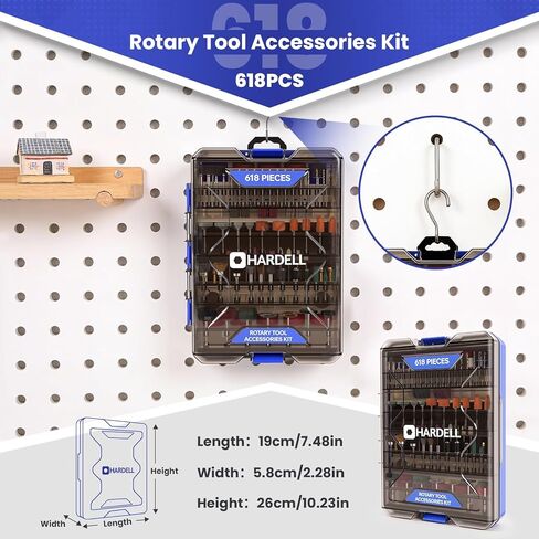 HARDELL 618PCS Rotary Tool Accessories, Rotary Tool Attachment with 1/8" Diameter Shanks, Fits Dremel Rotary Tools, Universal Bits for Sanding, Cutting, Polishing, Grinding, Drilling, Engraving in Kuwait