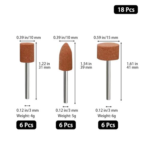 18 Pcs Sanding and Grinding Drill Bit Set, 1/8" Shank Rotary Tool Attachments, Diamond and Aluminium Oxide for Metal, Stone, Ceramic, Glass Polishing, Carving, Rust Removal, Smoothing, Sharpening in Kuwait