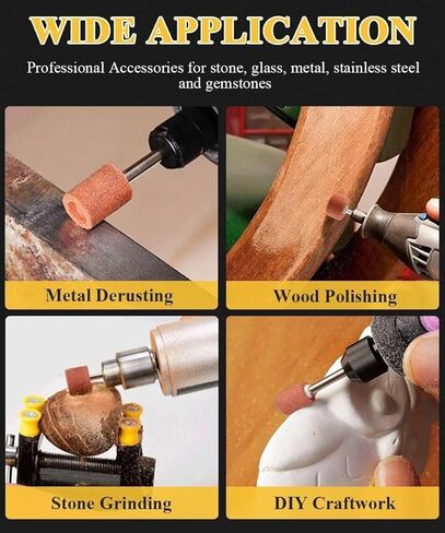 18 Pcs Sanding and Grinding Drill Bit Set, 1/8" Shank Rotary Tool Attachments, Diamond and Aluminium Oxide for Metal, Stone, Ceramic, Glass Polishing, Carving, Rust Removal, Smoothing, Sharpening in Kuwait