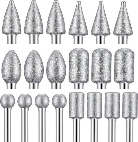 20PCS 120 Grit Diamond Grinding Bits 1/8 Inch Shank Sanding Bit, Carving Engraving Polishing Rotary Tool Accessories for Stone Glass Ceramic Steel, Include Tool Bag in Saudi Arabia