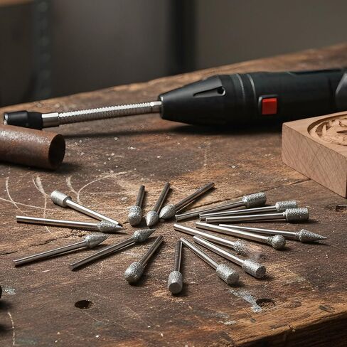 20PCS 120 Grit Diamond Grinding Bits 1/8 Inch Shank Sanding Bit, Carving Engraving Polishing Rotary Tool Accessories for Stone Glass Ceramic Steel, Include Tool Bag in Saudi Arabia