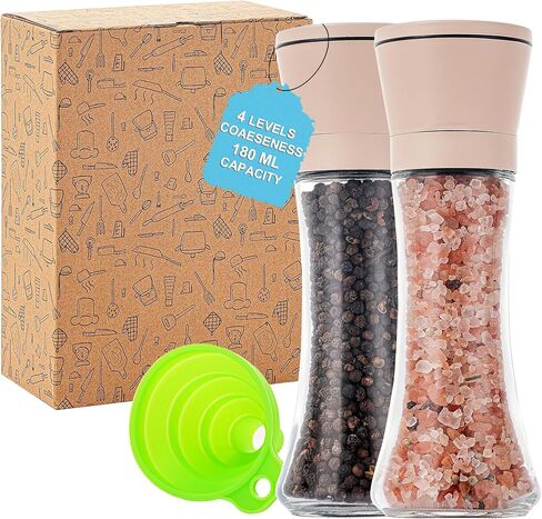 DAVIMADE 2Pack Copper Salt and Pepper Grinder Set, Manual Adjustable Coarseness with Ceramic Blades - Stainless Steel Refillable Mills, Bonus Silicone Funnel in Saudi Arabia