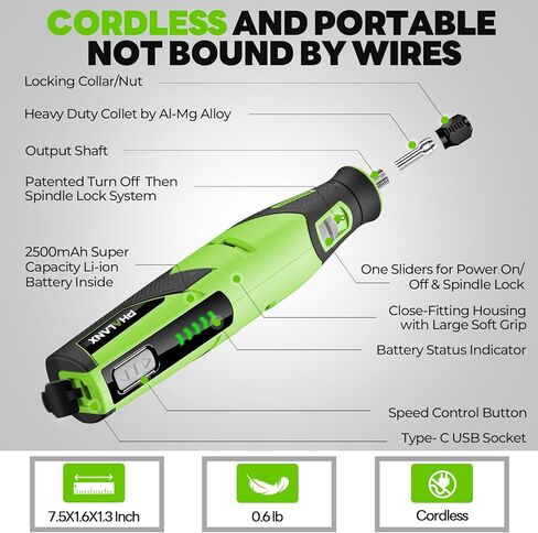 PHALANX Rotary Tool - 4V Cordless Rotary Tool Kit Accessories 80 PCS 2500mAh Battery, Preset 5 Speed Adjustment Grinder Tool for Cutting Sanding Carving Polishing Engraver DIY Crafts(R4-Standard) in Saudi Arabia