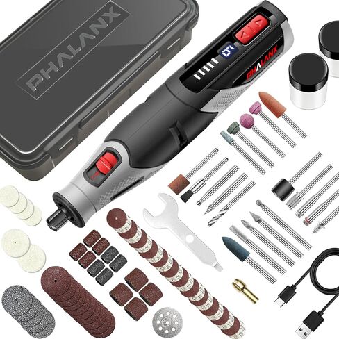 PHALANX Rotary Tool - 4V Cordless Rotary Tool Kit Accessories 80 PCS 2500mAh Battery, Preset 5 Speed Adjustment Grinder Tool for Cutting Sanding Carving Polishing Engraver DIY Crafts(R4-Standard) in Saudi Arabia