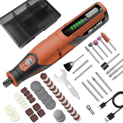 PHALANX Rotary Tool - 4V Cordless Rotary Tool Kit Accessories 80 PCS 2500mAh Battery, Preset 5 Speed Adjustment Grinder Tool for Cutting Sanding Carving Polishing Engraver DIY Crafts(R4-Standard) in Saudi Arabia