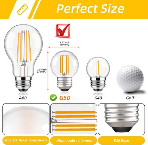 LED Dimmable LED G16.5 المصباح الكهربائي 40W متساوي 4W ، مصابيح كهربائية صغيرة مستديرة الكرة الأرضية قصيرة المصابيح الكهربائية للثريا ، المصباح ، الغرور الحمام ، الشمعدان ، أبيض دافئ 2700 كيلو متر ، حزمة من 2 in Kuwait