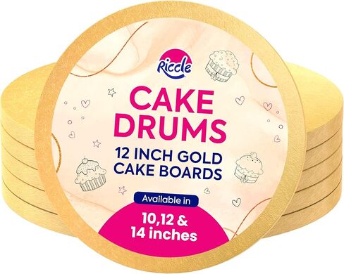 RICCLE Cake Boards - 12 Inch Cake Drum - Smooth-Edged Pack Of 6 Cake Drums - Sturdy Cake Boards Round - Bend Resistant Multi-Layered Cake Base for Minimalist Displays in Kuwait