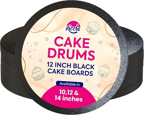RICCLE Cake Boards - 12 Inch Cake Drum - Smooth-Edged Pack Of 6 Cake Drums - Sturdy Cake Boards Round - Bend Resistant Multi-Layered Cake Base for Minimalist Displays in Kuwait
