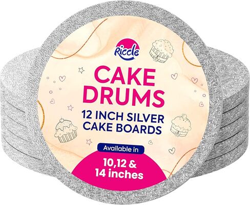 RICCLE Cake Boards - 12 Inch Cake Drum - Smooth-Edged Pack Of 6 Cake Drums - Sturdy Cake Boards Round - Bend Resistant Multi-Layered Cake Base for Minimalist Displays in Kuwait