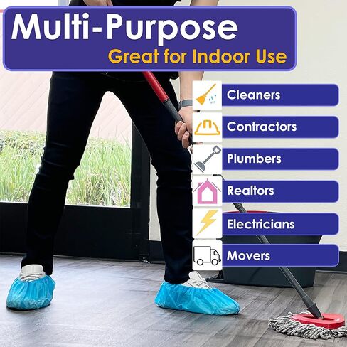 100 Pack Extra Large Disposable Blue Boot and Shoe Covers - Indoor Reusable Shoe Covers Disposable - Non Slip Booties - Fits US Men's Size 14 and Women's 16 Size in Saudi Arabia