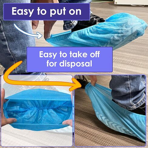 100 Pack Extra Large Disposable Blue Boot and Shoe Covers - Indoor Reusable Shoe Covers Disposable - Non Slip Booties - Fits US Men's Size 14 and Women's 16 Size in Saudi Arabia