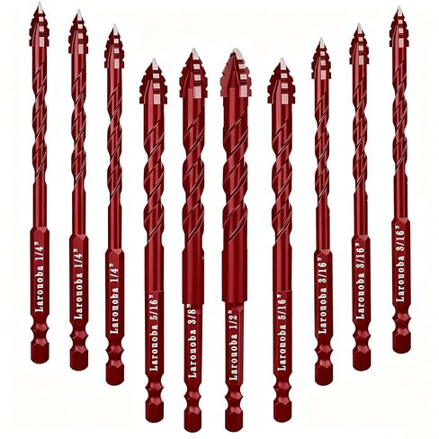 10pc Black Serrated Eccentric Masonry Drill Bit, Serrated Concrete Drill Bit Set for Ceramic Tile Brick Glass Plastic Marble and Wood (3/16" to 1/2"). in Saudi Arabia