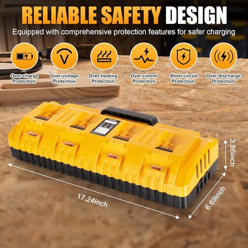بديل DCB104 لمحطة شحن بطاريات ديوالت، محطة شحن سريعة ذات 4 منافذ مع منافذ USB ونوع C متوافقة مع جميع بطاريات الليثيوم 12 فولت 20 فولت كحد أقصى من ديوالت in Kuwait