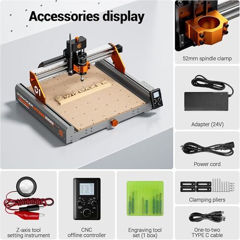 Artsian 01 CNC Router Machine 12000 RPM 300W GRBL Control 3-Axis Engraving 0.1mm دقة المغزل وضع الليزر التبديل نطاق العمل الصناعي 16.53 بوصة × 16.53 بوصة × 3.54 بوصة حفارة 98٪ تم تجميعها مسبقًا in Kuwait