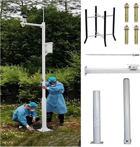 Adjustable White CCTV Camera Pole - 78-237in, Lightning Rod, 2-3 Section Segmented Design for Home Security & Outdoor Surveillance, Durable & Height-Adjustable in Saudi Arabia