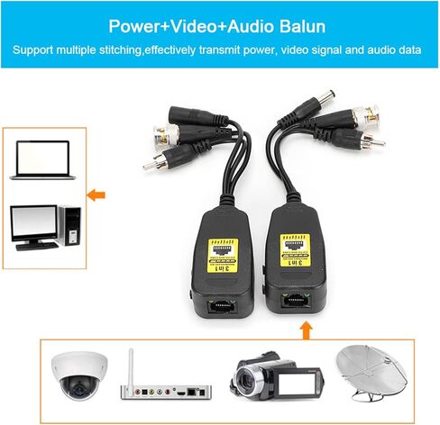 2 زوج 3in1 قوة فيديو الصوت Balun موصل الارسال 8MP CVI AHD TVI CVBS دعم وظائف متعددة لنظام الأمن in Saudi Arabia