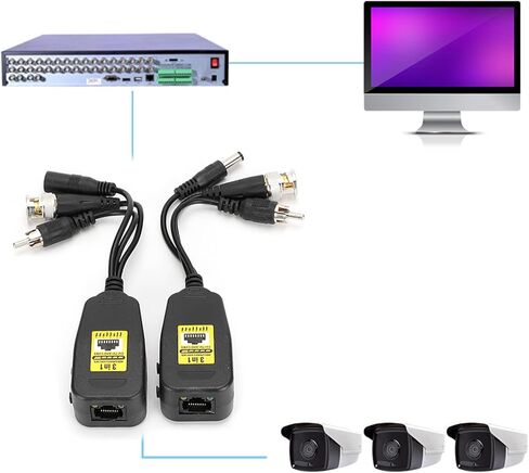 2 زوج 3in1 قوة فيديو الصوت Balun موصل الارسال 8MP CVI AHD TVI CVBS دعم وظائف متعددة لنظام الأمن in Saudi Arabia