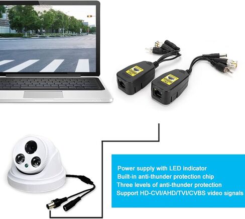 2 زوج 3in1 قوة فيديو الصوت Balun موصل الارسال 8MP CVI AHD TVI CVBS دعم وظائف متعددة لنظام الأمن in Saudi Arabia