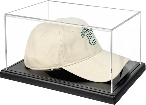 Hat Display Case,Clear One-Piece Acrylic Baseball Cap Display Showcase with Solid Wood Base & UV Protection,Include Hat Shaper for Collectors,Signed Caps and Memorabilia Display,No Assembly Required in Kuwait
