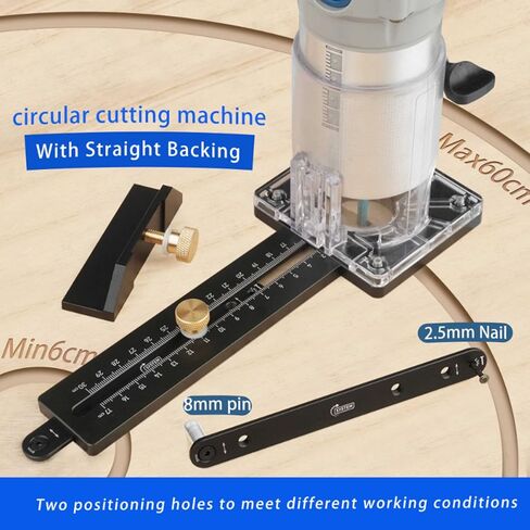قاعدة راوتر لتشذيب الخشب، 8 مم دبوس 2.5 مم فتحات أظافر CNC سبائك الألومنيوم ABS قاعدة طحن دائرة الشق لـ 65 مم ضياء جهاز توجيه الخشب in Kuwait