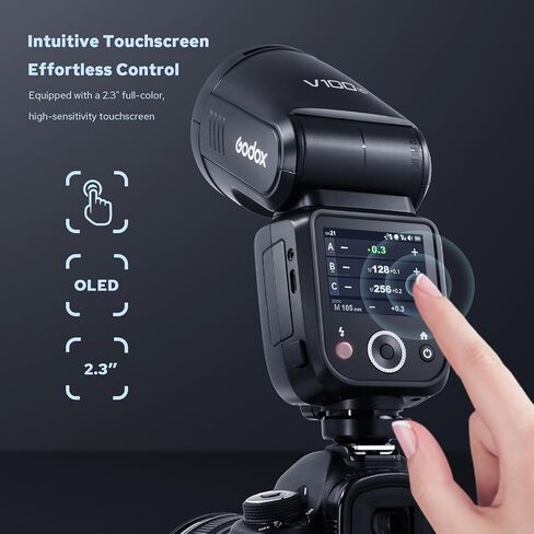 فلاش كاميرا Godox V100-C 100Ws تعمل باللمس Speedlite لكاميرا Canon، فلاش فرعي قابل للفصل، بطارية شحن USB-C، فلاش 2.4G X لاسلكي HSS TTL لكاميرا Canon R5 R6 R6II R7 R8 RP R R50 M50 90D 6D 7D 5DMarkIII in Saudi Arabia